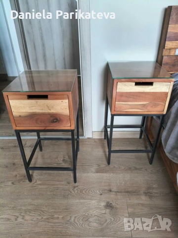 2 шкафчета от солидно дърво акация 30/30/60(H), индустриален стил