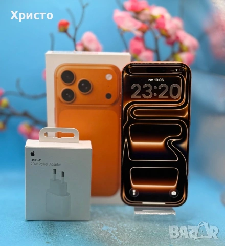 ГАРАНЦИОНЕН!!! Apple iPhone 17 Pro, 256GB, 5G, Cosmic Orange + подарък оригинален адаптер Apple 