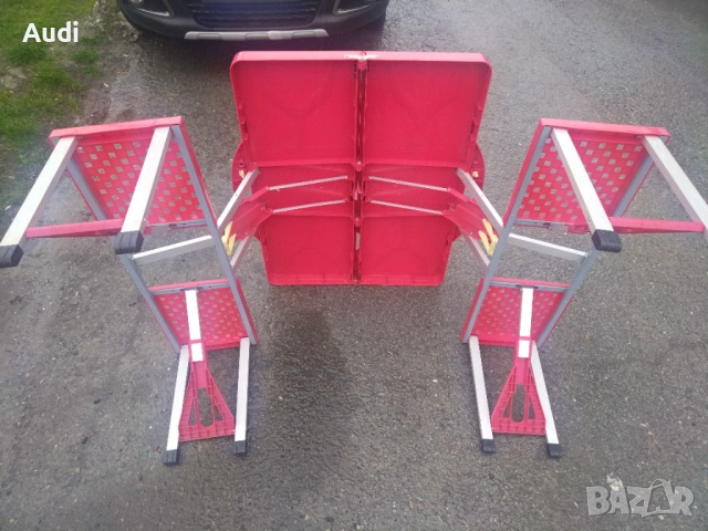 Сгъваема маса със столове за  къмпинг, идеаллна за дворове, градини, пикници и др.  Сгъва се във фор, снимка 8 - Къмпинг мебели - 46465888