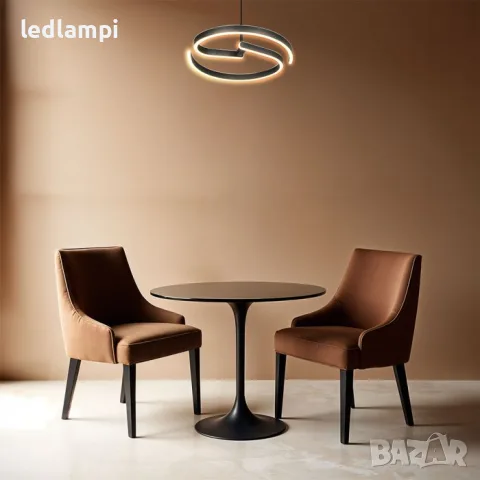LED Полилей 25W Дизайн Черно Тяло Неутрално Бяла Светлина, снимка 6 - Полилеи - 24888324