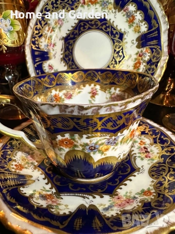 ☕ Crown Staffordshire Edwardian England circa 1907 – Троен сет „Кобалт & Злато“, снимка 10 - Други - 54026106