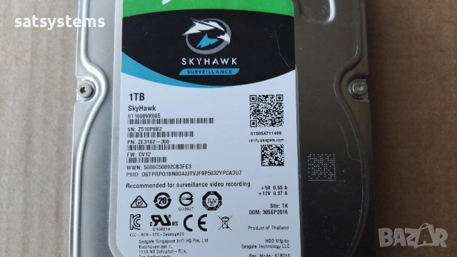 Хард диск Seagate SkyHawk Surveillance ST1000VX005 1TB SATA 6.0Gb/s, снимка 3 - Твърди дискове - 53669539