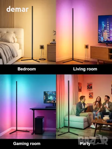 Смарт LED подова лампа с RGB подсветка, дистанционно и контрол през приложение, 2400LM, 146cm, снимка 8 - Лампиони - 55516924