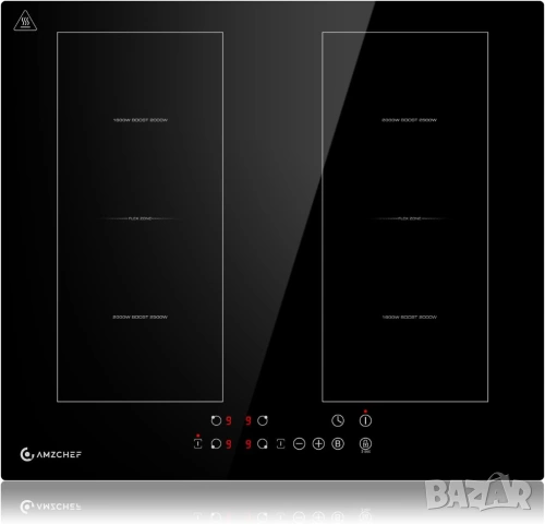 Индукционен плот AMZCHEF 60 см 4 зони 7200W с две Flex зони - НОВ, снимка 2 - Котлони - 54949024