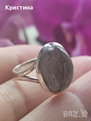 Сребърен пръстен с Лабрадорит, снимка 4 - Пръстени - 54015820