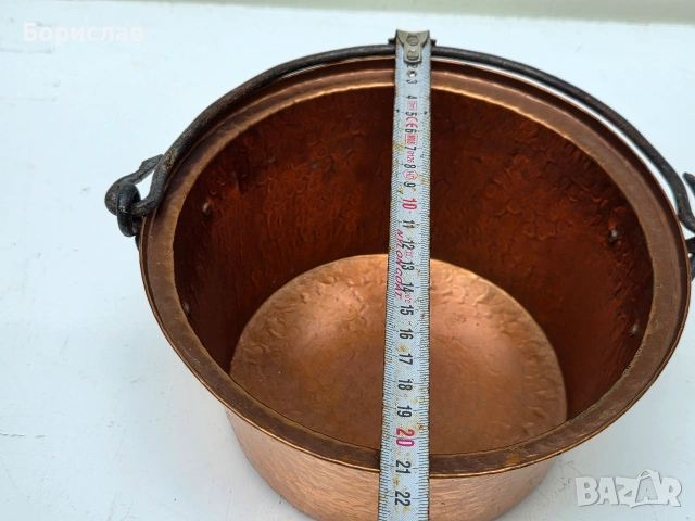 Бакърено менче - котле, снимка 3 - Антикварни и старинни предмети - 55148900