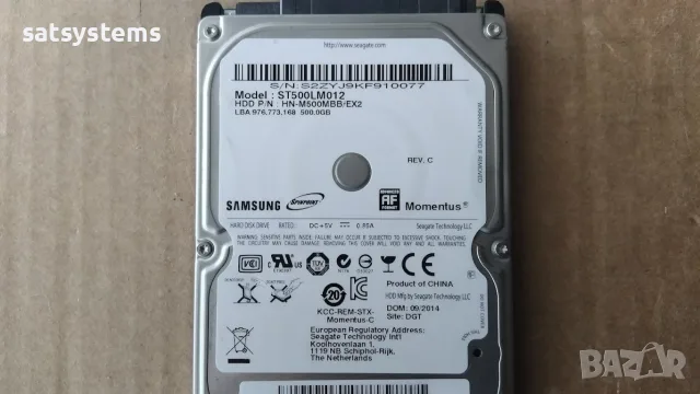 Хард диск Laptop Seagate Samsung ST500LM012 HN 500GB SATA 3.0Gb/s, снимка 3 - Твърди дискове - 45007276