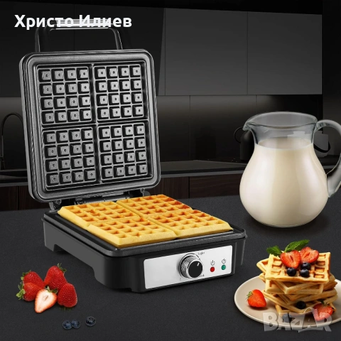 Гофретник 1200W Мощен голям за 4 гофрети, снимка 8 - Гофретници - 54425458