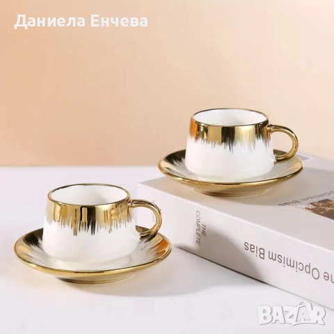 Сервиз 12 части за еспресо от порцелан, снимка 4 - Чаши - 54484365