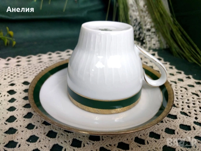 Scherzer Bavaria сетове с плътен зелен канти злато, снимка 11 - Чаши - 54600209