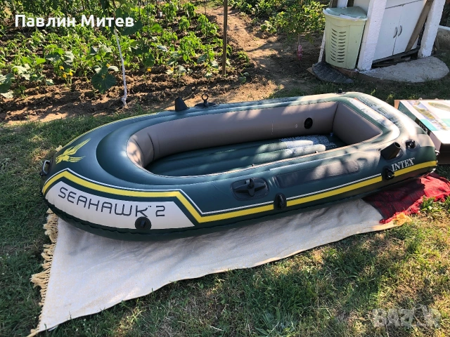 Надуваема лодка Seahawk 2 Intex, за 2 лица, размер 236×114 см, PVC, зелена, снимка 13 - Воден транспорт - 54153386