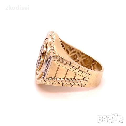 Златен мъжки пръстен 8,34гр. размер:63 14кр. проба:585 модел:38846-1, снимка 3 - Пръстени - 54228911