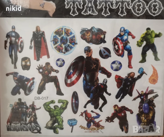 Avengers герои Отмъстителите Tattoo татос татуировка временна детска татоси татуси