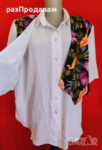 Дамска Копринена Риза с Елек на Цветя!~XL~4XL, снимка 7 - Ризи - 54602546