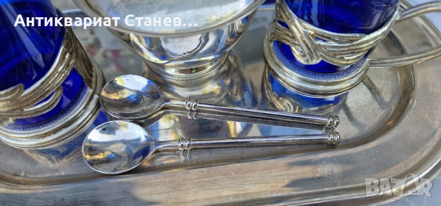 Стар посребрен сервиз за мока / еспресо кафе, снимка 3 - Сервизи - 55165310
