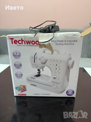 Шевна машина Techwood TMAC-1211, 10 програми, Мрежово зареждане или батерии, LED подсветка