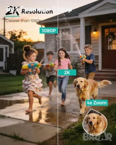 Нова Външна CCTV камера ANBIUX 6MP, 360° PTZ, AI следене, IP66, Alexa охрана дом, снимка 4 - IP камери - 55544304