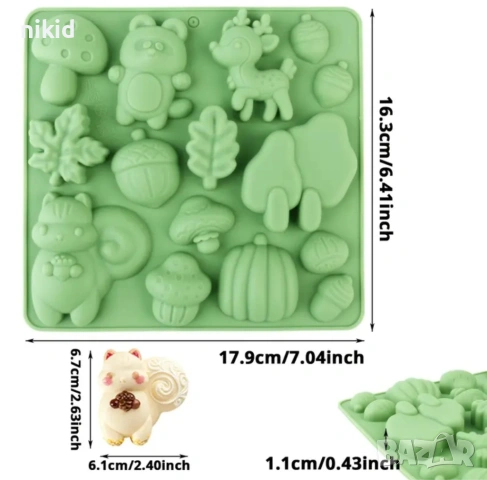 гъба елен катерица жълъд тиква листо дърво мече горски силиконов молд форма фондан шоколад гипс , снимка 2 - Форми - 53967459