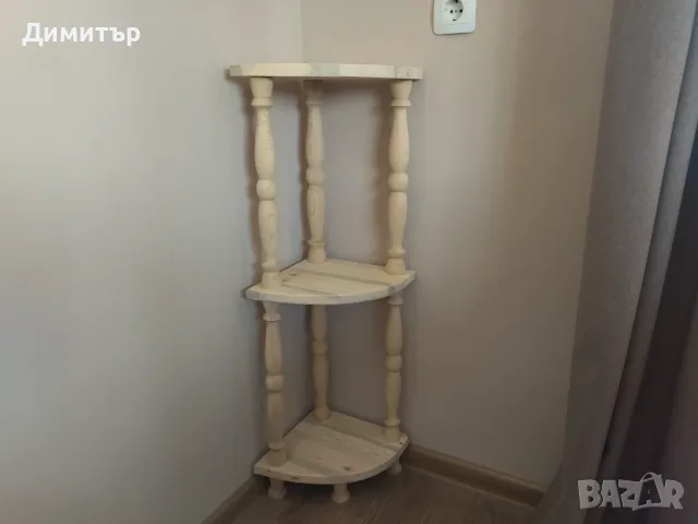 Ръчно изработена ъглова етажерка ( НАТУРАЛНА ) !!, снимка 2 - Етажерки - 55464497