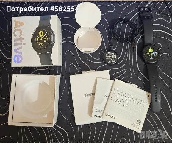 Samsung Galaxy Watch Active (Black) – Пълен комплект, с кутия!, снимка 1 - Смарт гривни - 55437027