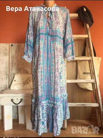 💙🩵👗 Дълга, лека и ефирна рокля Zara💎 s/m/l рамер, снимка 2 - Рокли - 55605859
