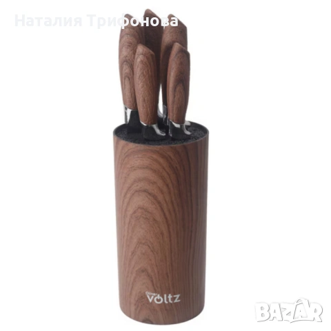 Комплект ножове Voltz с мраморно покритие и стойка – Стил, острота и удобство за перфектна кухня , снимка 3 - Прибори за хранене, готвене и сервиране - 54169396