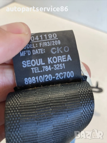Заден десен предпазен колан за Hyundai Coupe 1.6 (2010) 89810-2C700, снимка 2 - Части - 54387526