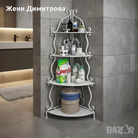 Елегантен ъглов рафт за дома бял или черен