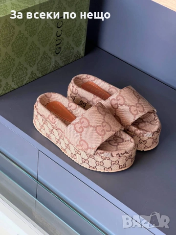 Gucci Дамски Чехли На Платформа Гучи - 2 Налични Цвята Код SK1408, снимка 2 - Чехли - 54451429