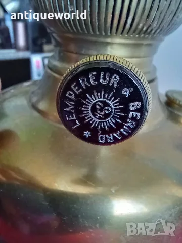  Lempereur & Bernard, Голяма Месингова Газена Лампа, снимка 5 - Антикварни и старинни предмети - 55507071