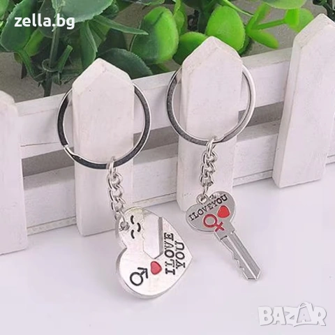 Комплект ключодържатели за двойки „I Love You“ – Сърце с катинар и ключ, подарък за Свети 10218, снимка 4 - Комплекти - 54660993