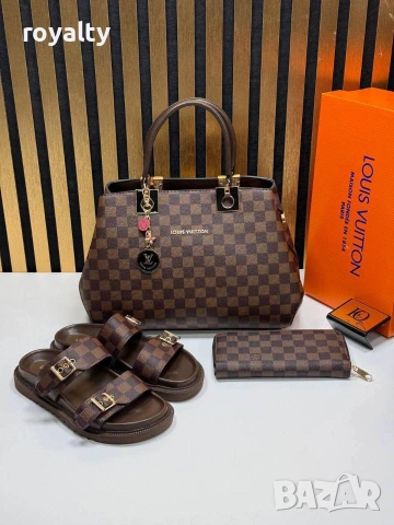 Louis Vuitton Нов Дамски Комплект Чехли Чанта Луи Витон Различни Модели 