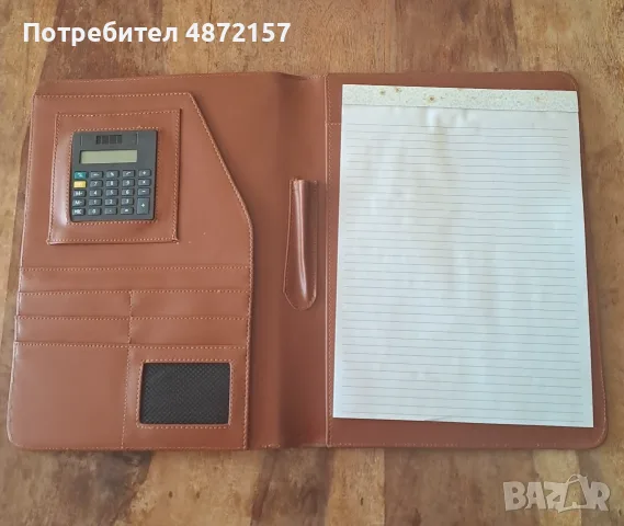 папка за документи луксозна кожена кафява с калкулатор A4 Размер, снимка 2 - Ученически пособия, канцеларски материали - 55616551