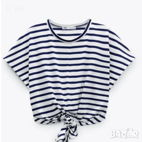 Тениска ZARA Crop top с връзки , снимка 2 - Тениски - 55085308