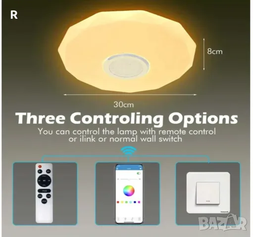 T-SUN 36W димируем LED осветително тяло за таван с Bluetooth високоговорител, RGB лампа , снимка 5 - Лампи за таван - 55367778