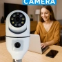 WiFi двойна IP камера за фасунга - Full HD 1080P, 355° въртене, нощно виждане и двупосочно аудио, снимка 2