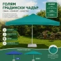 Голям градински чадър 2,40 x 2,40 м – Син и Зелен | UV защита и здрава конструкция, снимка 3