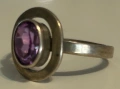 Прекрасен старинен съветски сребърен пръстен с естествен камък аметист , снимка 1