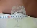Чаша стъклена гравирана с високо столче, снимка 5