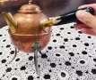 Чайник на 3 крачета с дървена дръжка, снимка 2