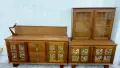 Комплект контрабюфет и шкаф с витрина ръчно рисувани 1950г., снимка 2